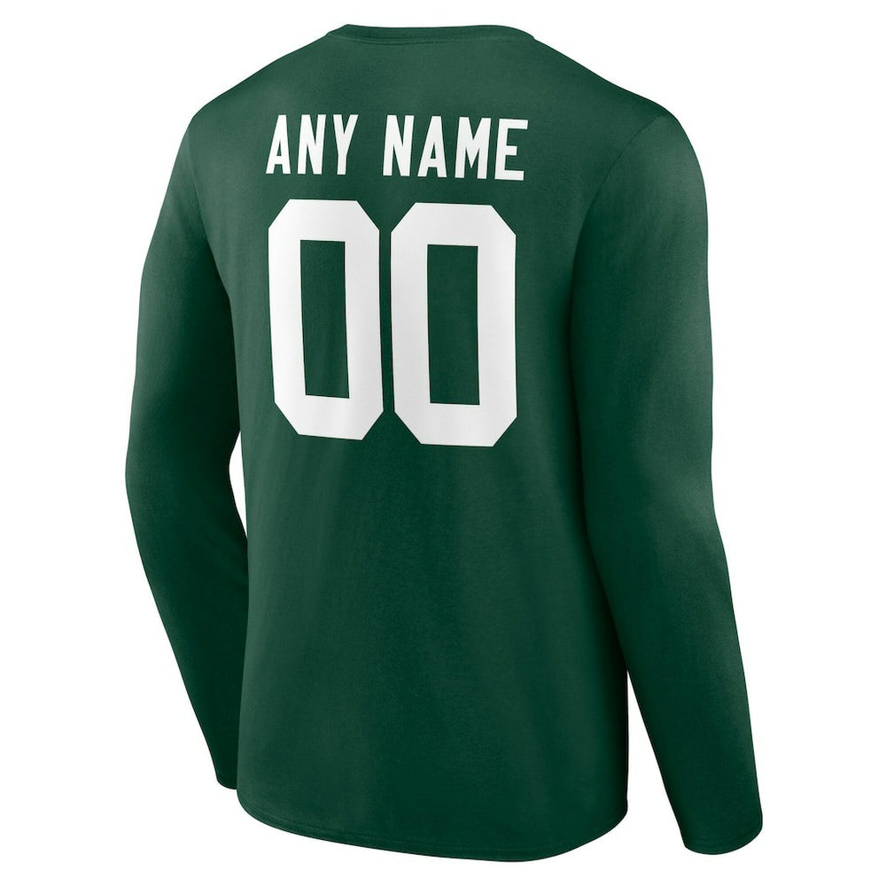 Green Bay Packers Team Authentic Personalized Name & Number Long Sleeve T-Shirt Green | NFL