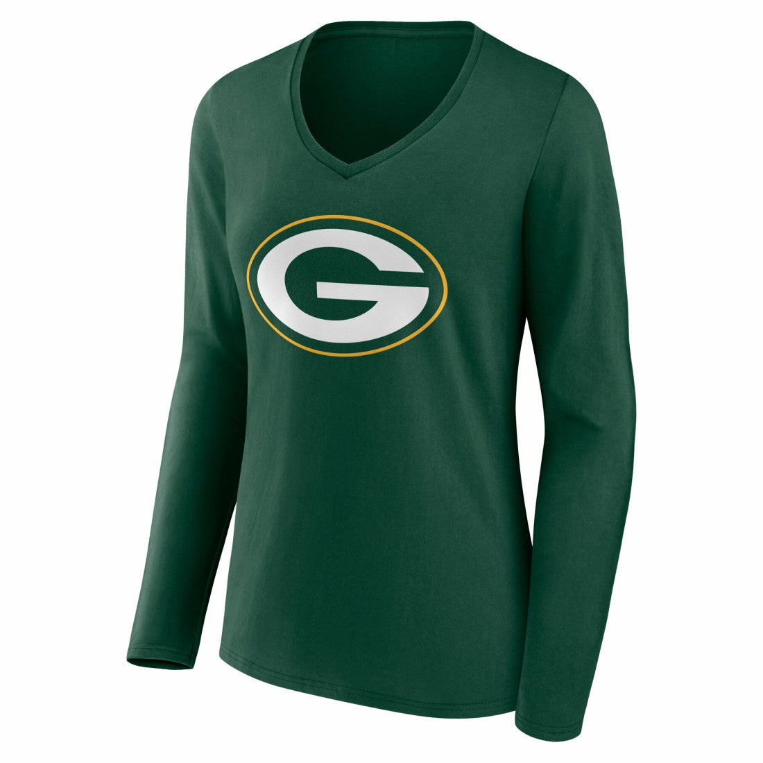 Green Bay Packers Women's Team Authentic Personalized Name & Number Long Sleeve V-Neck T-Shirt Green | NFL