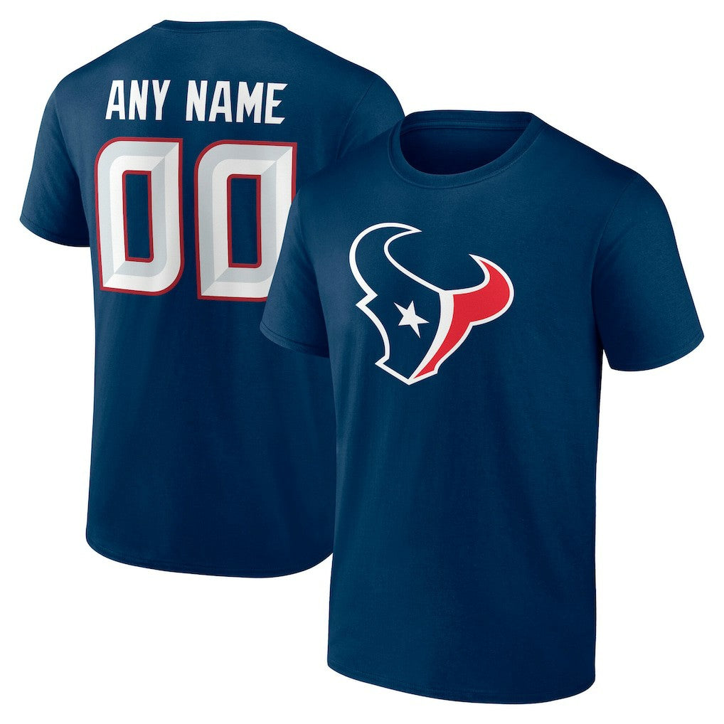 Houston Texans Team Authentic Personalized Name & Number T-Shirt Navy | NFL