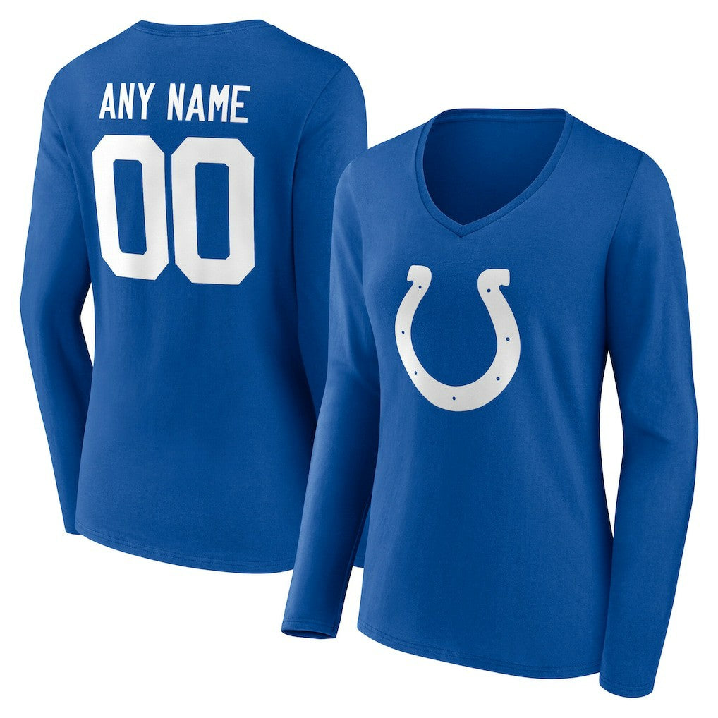 Indianapolis Colts Women's Team Authentic Personalized Name & Number Long Sleeve V-Neck T-Shirt Royal | NFL