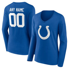 Indianapolis Colts Women's Team Authentic Personalized Name & Number Long Sleeve V-Neck T-Shirt Royal | NFL