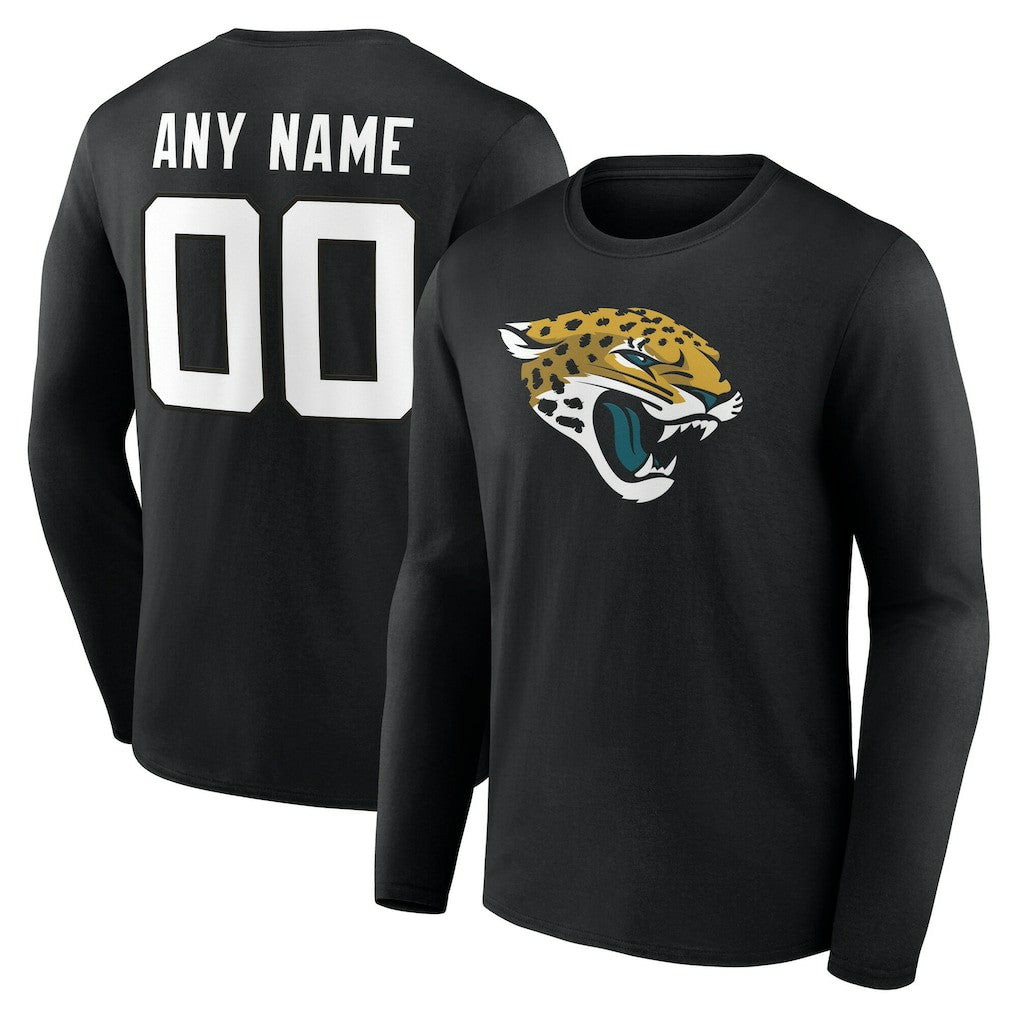Jacksonville Jaguars Team Authentic Personalized Name & Number Long Sleeve T-Shirt Black | NFL