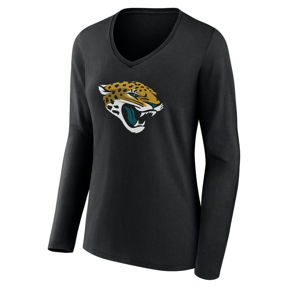 Jacksonville Jaguars Women's Team Authentic Personalized Name & Number Long Sleeve V-Neck T-Shirt Black | NFL