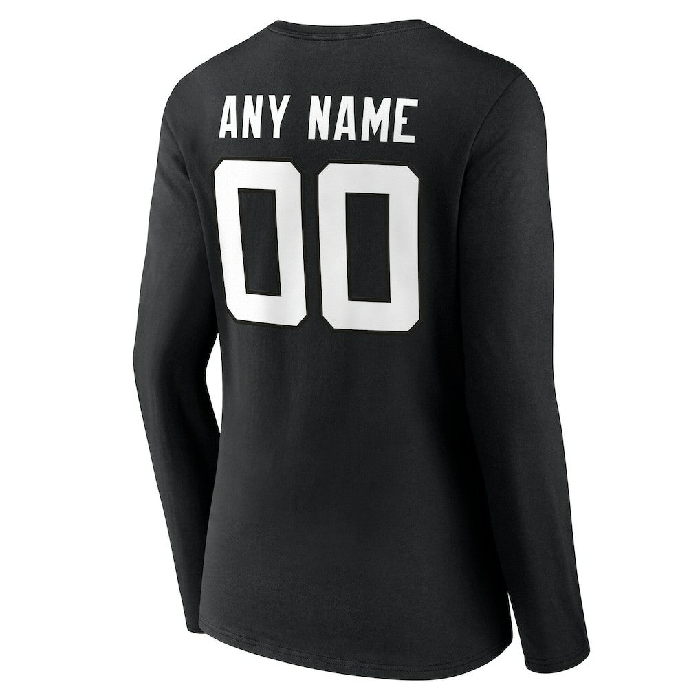 Jacksonville Jaguars Women's Team Authentic Personalized Name & Number Long Sleeve V-Neck T-Shirt Black | NFL