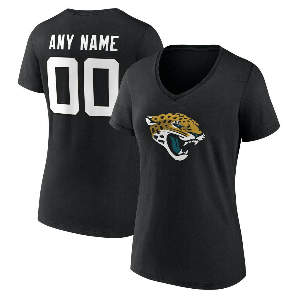 Jacksonville Jaguars Women's Team Authentic Personalized Name & Number V-Neck T-Shirt Black | NFL