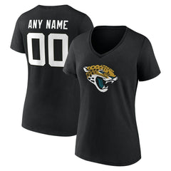 Jacksonville Jaguars Women's Team Authentic Personalized Name & Number V-Neck T-Shirt Black | NFL