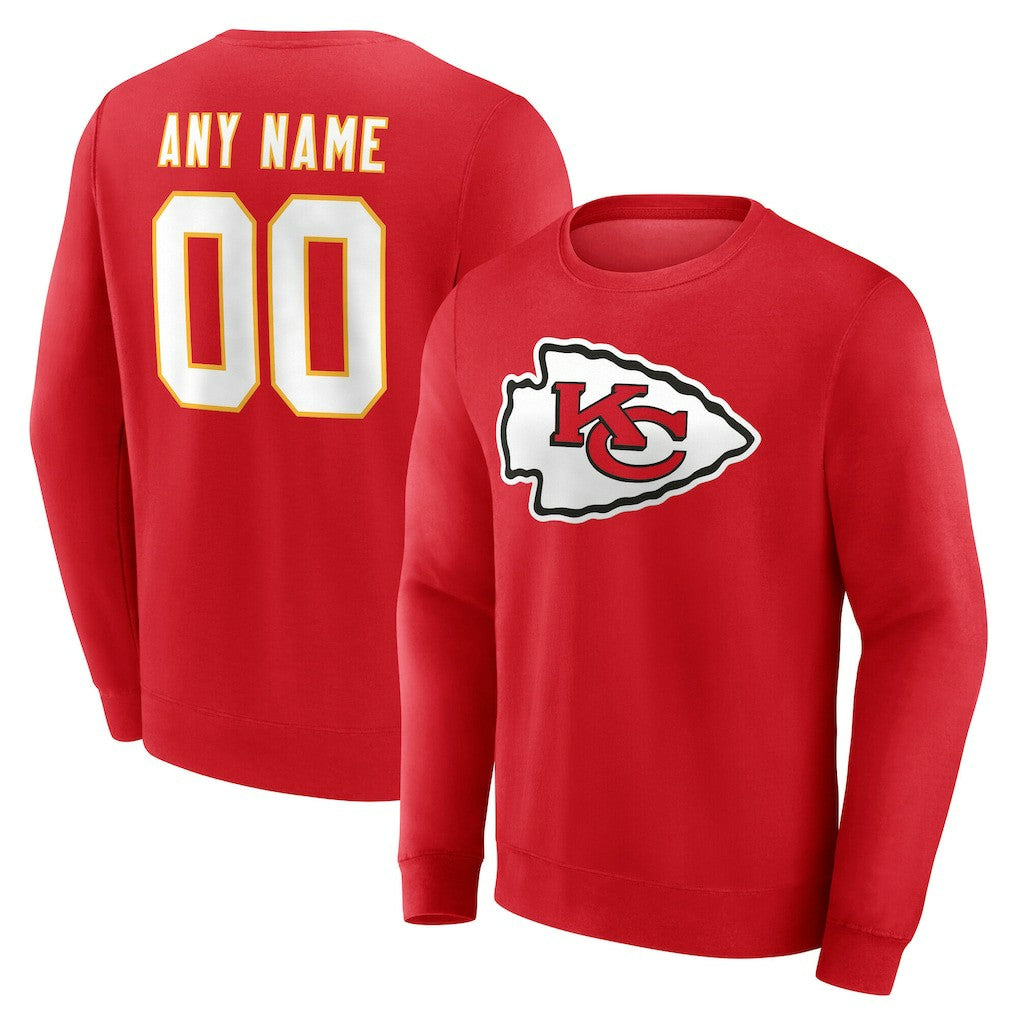 Kansas City Chiefs Team Authentic Personalized Name & Number Sweatshirt Red | NFL
