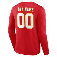 Kansas City Chiefs Team Authentic Personalized Name & Number Long Sleeve T-Shirt Red | NFL
