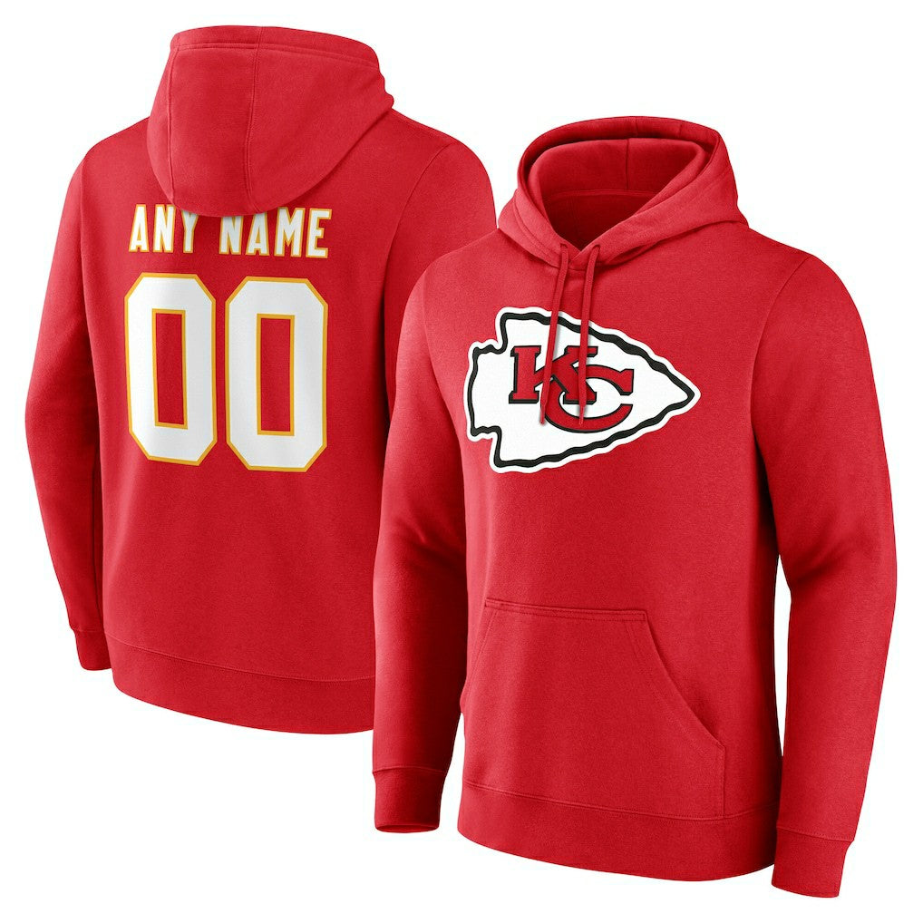 Kansas City Chiefs Team Authentic Personalized Name & Number Hoodie Red | NFL