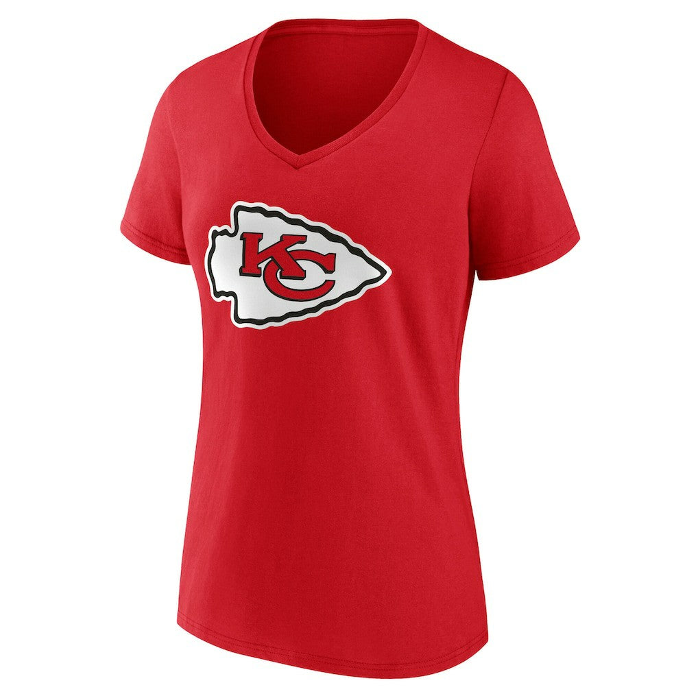 Kansas City Chiefs Women's Team Authentic Personalized Name & Number V-Neck T-Shirt Red | NFL