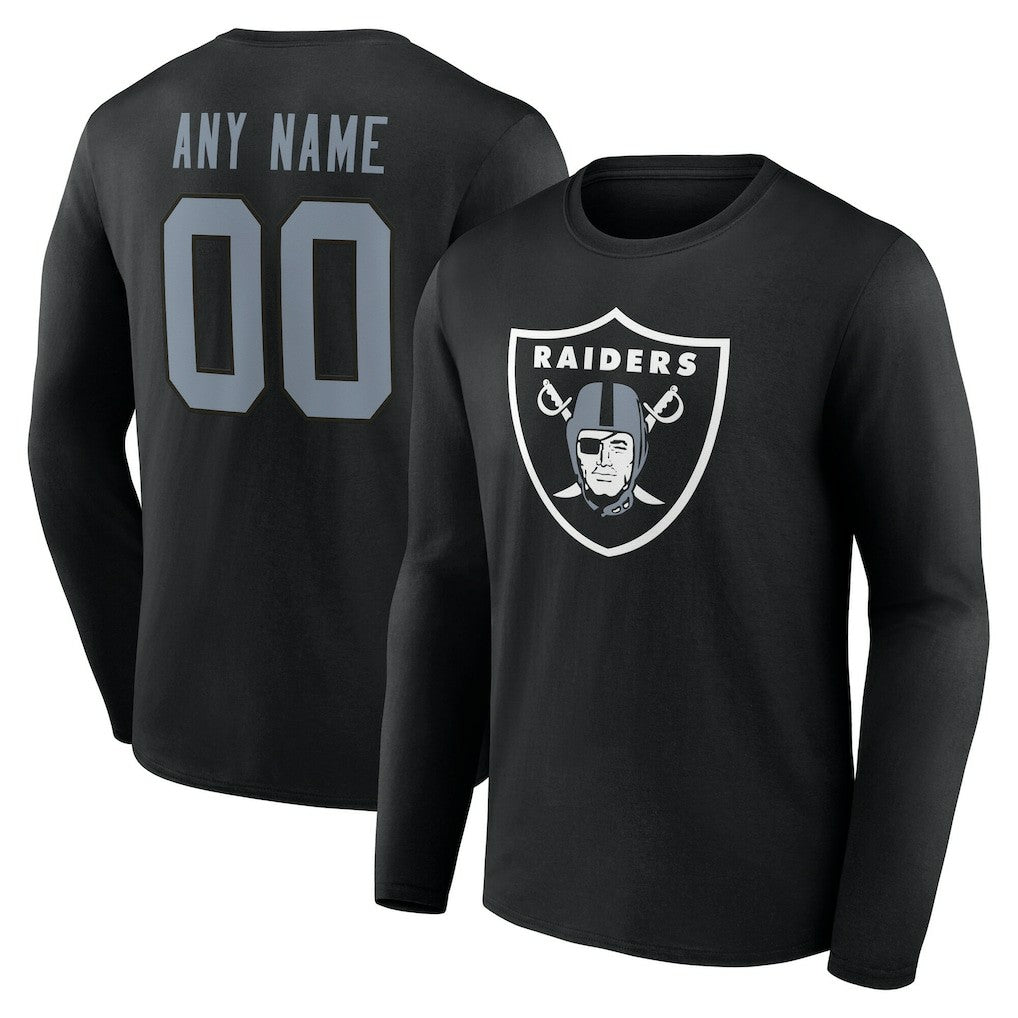 Las Vegas Raiders Team Authentic Personalized Name & Number Long Sleeve T-Shirt Black | NFL