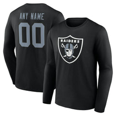 Las Vegas Raiders Team Authentic Personalized Name & Number Long Sleeve T-Shirt Black | NFL