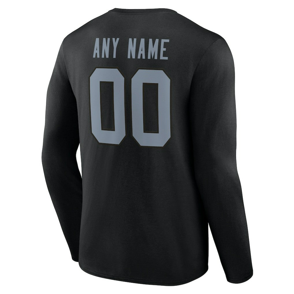 Las Vegas Raiders Team Authentic Personalized Name & Number Long Sleeve T-Shirt Black | NFL