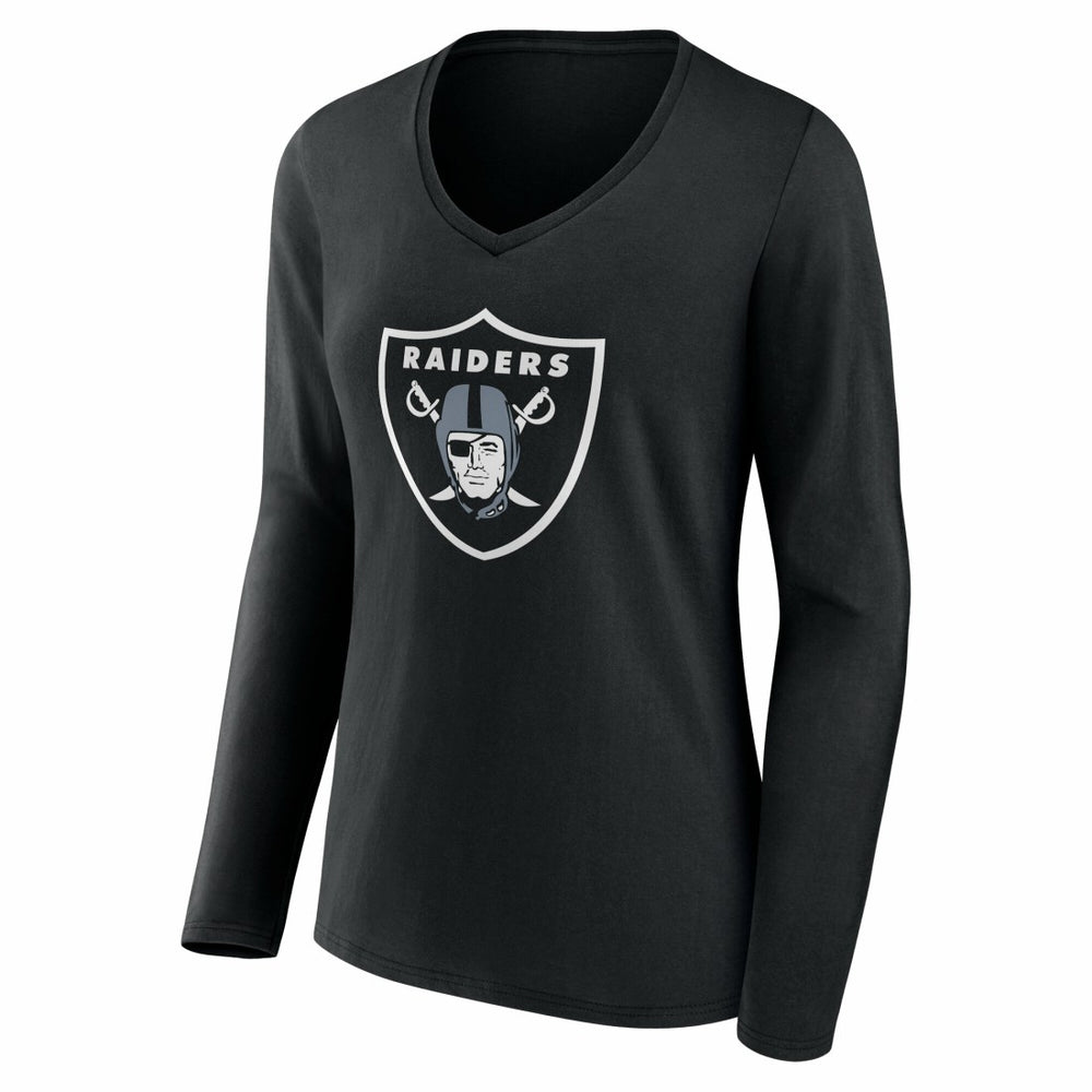 Las Vegas Raiders Women's Team Authentic Personalized Name & Number Long Sleeve V-Neck T-Shirt Black | NFL