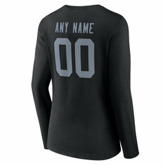 Las Vegas Raiders Women's Team Authentic Personalized Name & Number Long Sleeve V-Neck T-Shirt Black | NFL