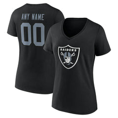 Las Vegas Raiders Women's Team Authentic Personalized Name & Number V-Neck T-Shirt Black | NFL