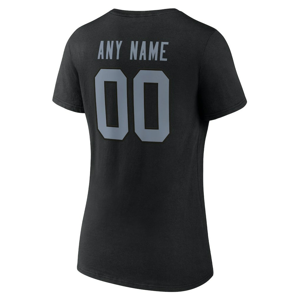 Las Vegas Raiders Women's Team Authentic Personalized Name & Number V-Neck T-Shirt Black | NFL
