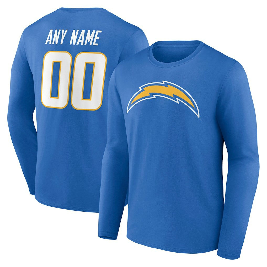 Los Angeles Chargers Team Authentic Personalized Name & Number Long Sleeve T-Shirt Powder Blue | NFL