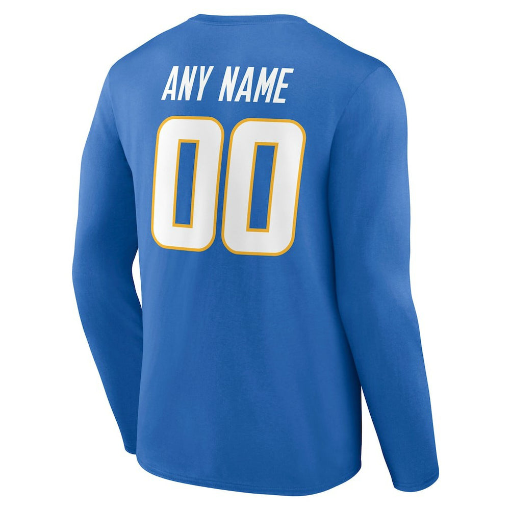 Los Angeles Chargers Team Authentic Personalized Name & Number Long Sleeve T-Shirt Powder Blue | NFL