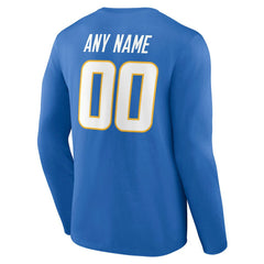Los Angeles Chargers Team Authentic Personalized Name & Number Long Sleeve T-Shirt Powder Blue | NFL