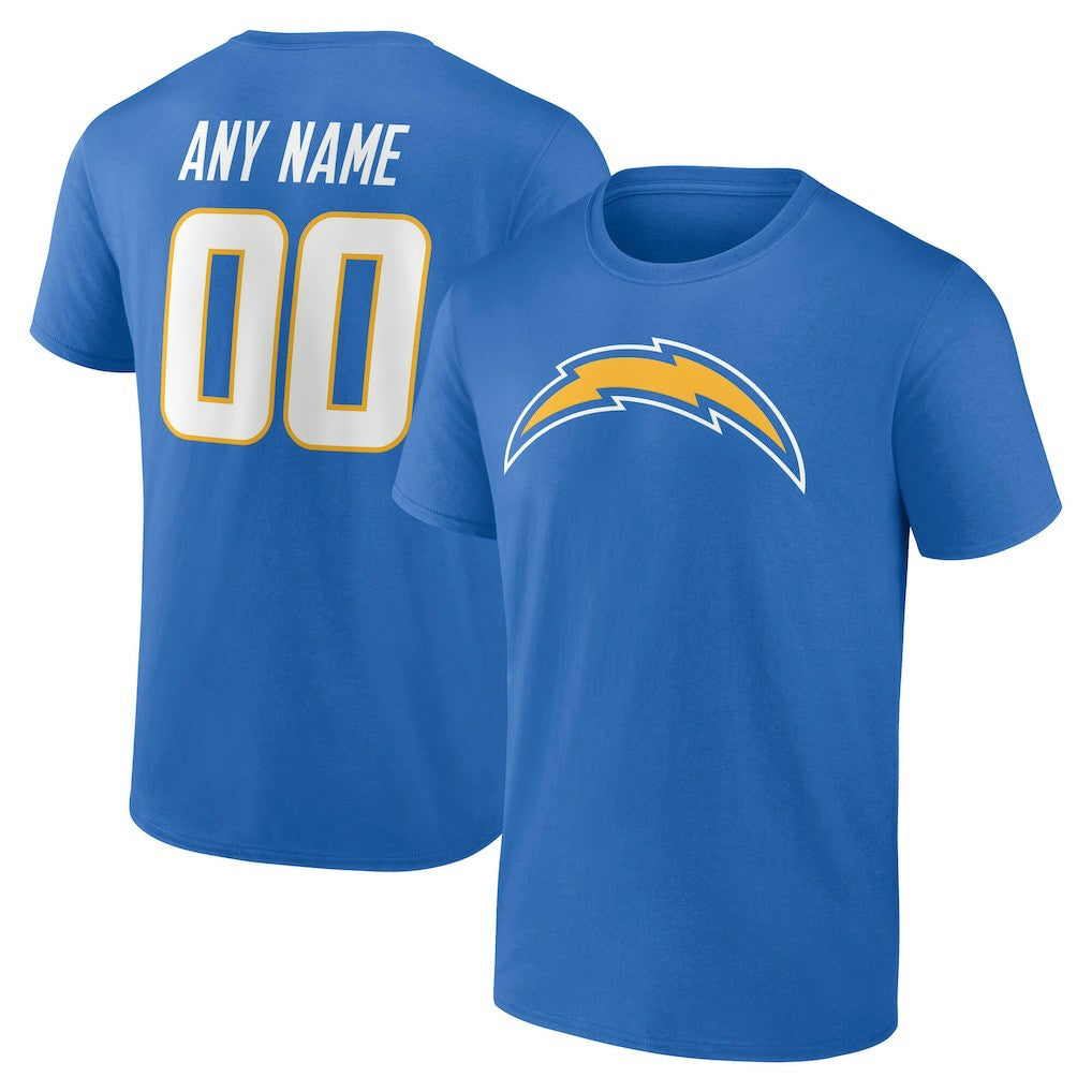 Los Angeles Chargers Team Authentic Personalized Name & Number T-Shirt Powder Blue | NFL