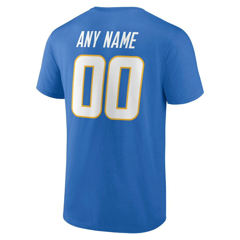 Los Angeles Chargers Team Authentic Personalized Name & Number T-Shirt Powder Blue | NFL