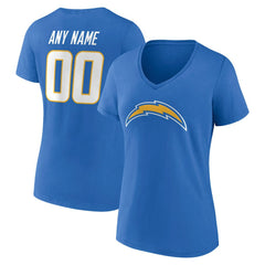 Los Angeles Chargers Women's Team Authentic Personalized Name & Number V-Neck T-Shirt Powder Blue | NFL