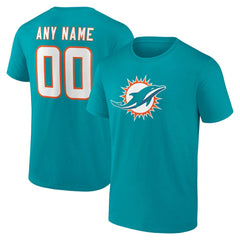 Miami Dolphins Team Authentic Personalized Name & Number T-Shirt Aqua | NFL