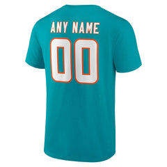 Miami Dolphins Team Authentic Personalized Name & Number T-Shirt Aqua | NFL