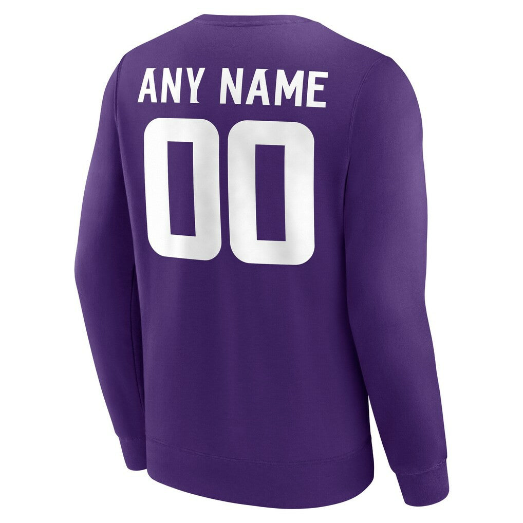 Minnesota Vikings Team Authentic Personalized Name & Number Sweatshirt Purple | NFL