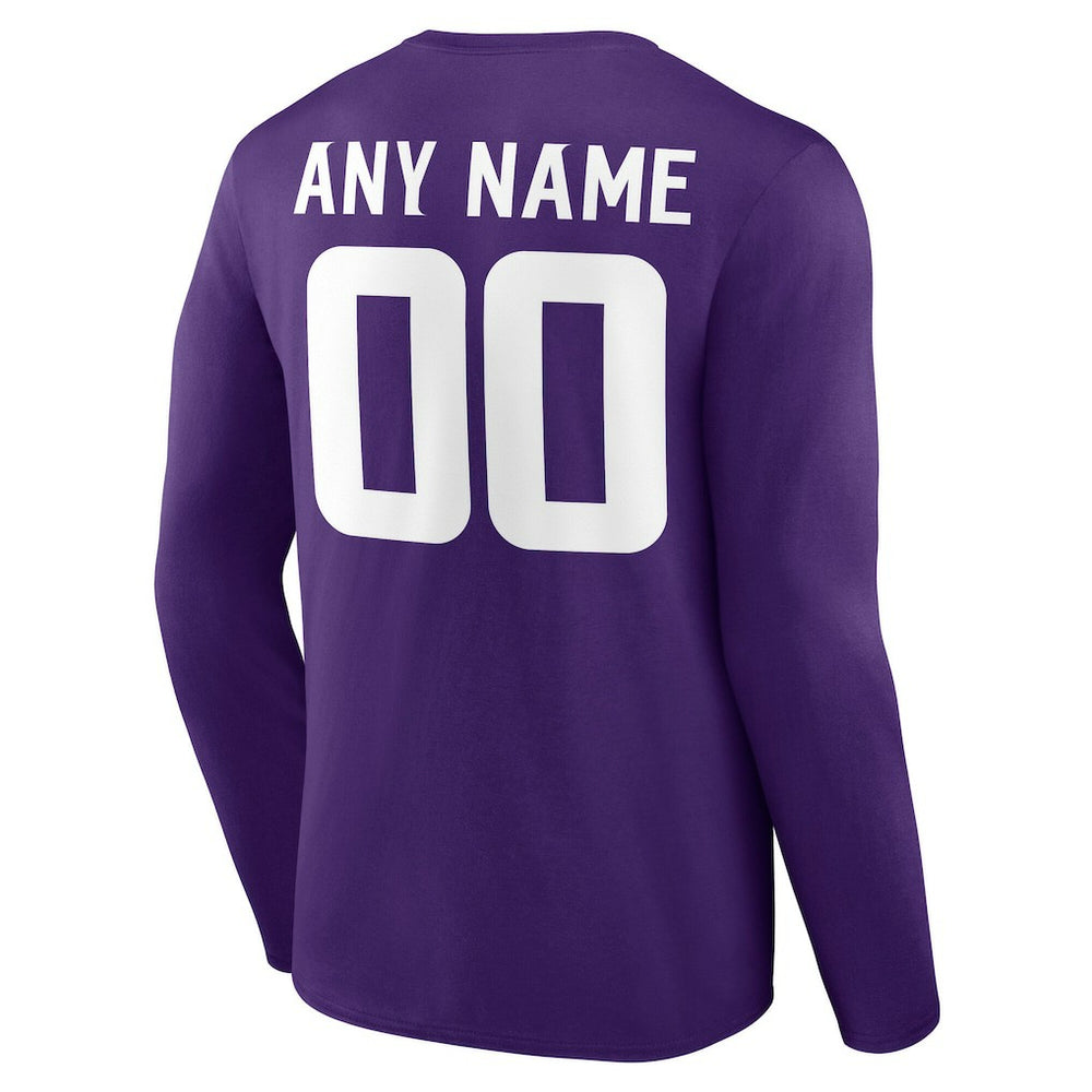 Minnesota Vikings Team Authentic Personalized Name & Number Long Sleeve T-Shirt Purple | NFL
