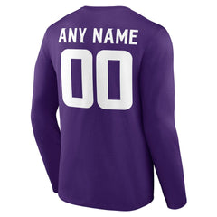 Minnesota Vikings Team Authentic Personalized Name & Number Long Sleeve T-Shirt Purple | NFL