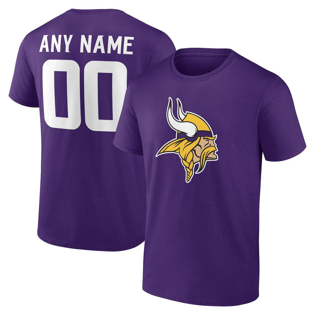 Minnesota Vikings Team Authentic Personalized Name & Number T-Shirt Purple | NFL