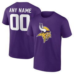Minnesota Vikings Team Authentic Personalized Name & Number T-Shirt Purple | NFL
