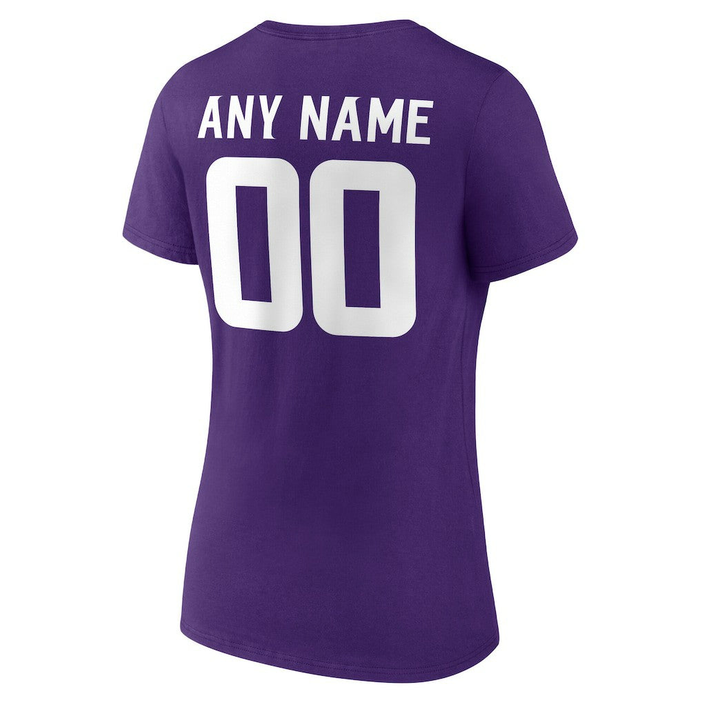 Minnesota Vikings Women's Team Authentic Personalized Name & Number V-Neck T-Shirt Purple | NFL