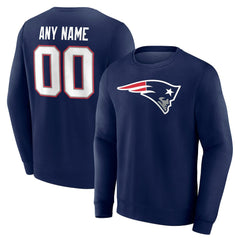 New England Patriots Team Authentic Personalized Name & Number Sweatshirt Navy | NFL