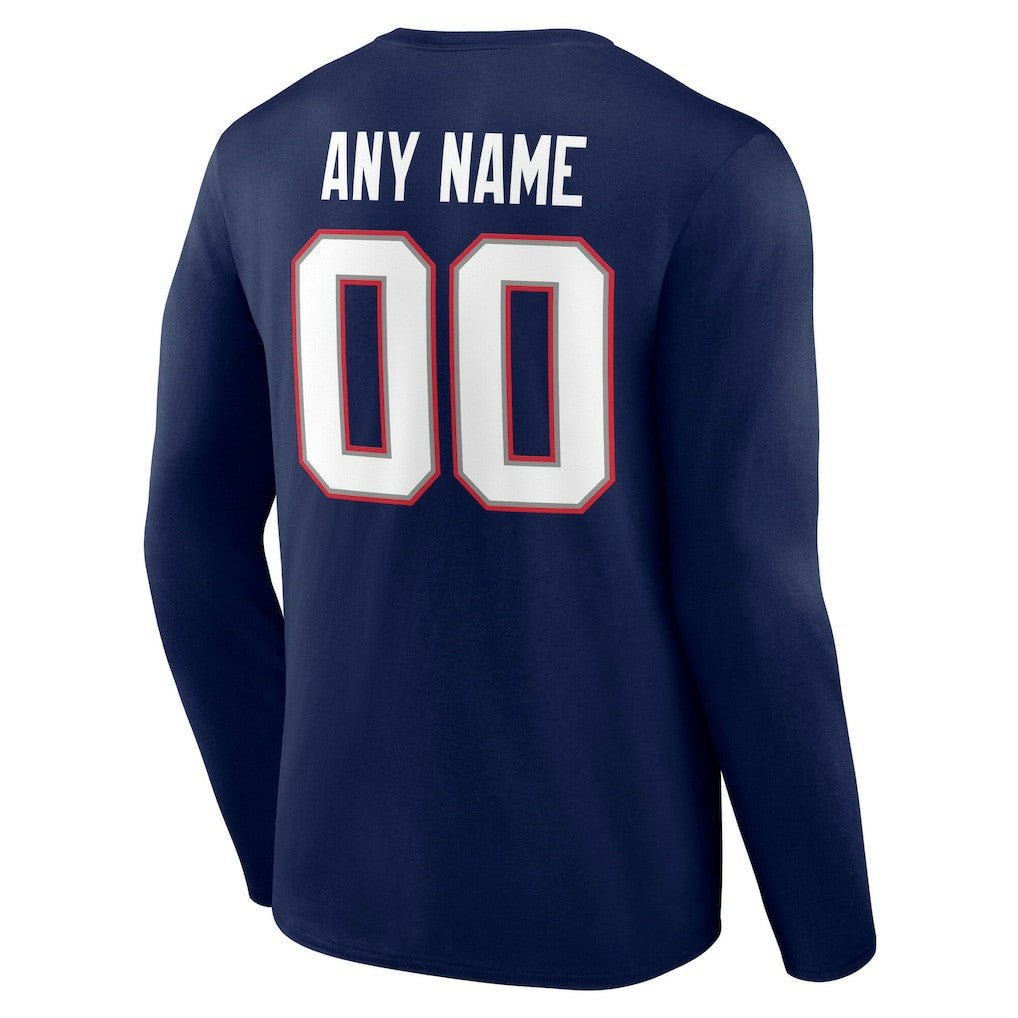 New England Patriots Team Authentic Personalized Name & Number Long Sleeve T-Shirt Navy | NFL