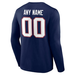 New England Patriots Team Authentic Personalized Name & Number Long Sleeve T-Shirt Navy | NFL