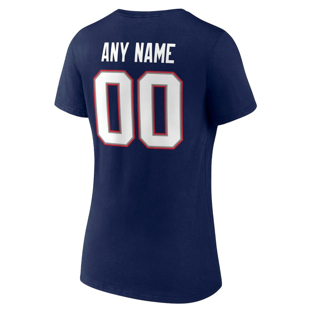 New England Patriots Women's Team Authentic Personalized Name & Number V-Neck T-Shirt Navy | NFL