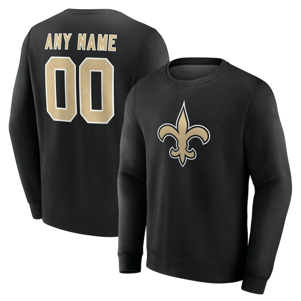 New Orleans Saints Team Authentic Personalized Name & Number Sweatshirt Black | NFL