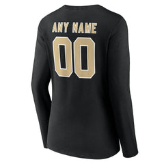 New Orleans Saints Women's Team Authentic Personalized Name & Number Long Sleeve V-Neck T-Shirt Black | NFL