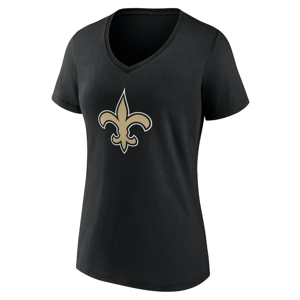 New Orleans Saints Women's Team Authentic Personalized Name & Number V-Neck T-Shirt Black | NFL