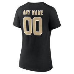 New Orleans Saints Women's Team Authentic Personalized Name & Number V-Neck T-Shirt Black | NFL