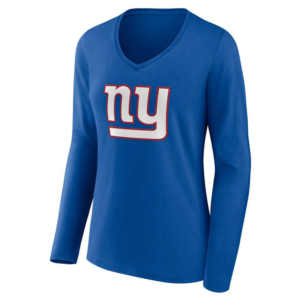 New York Giants Women's Team Authentic Personalized Name & Number Long Sleeve V-Neck T-Shirt Royal | NFL