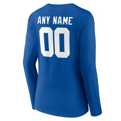 New York Giants Women's Team Authentic Personalized Name & Number Long Sleeve V-Neck T-Shirt Royal | NFL