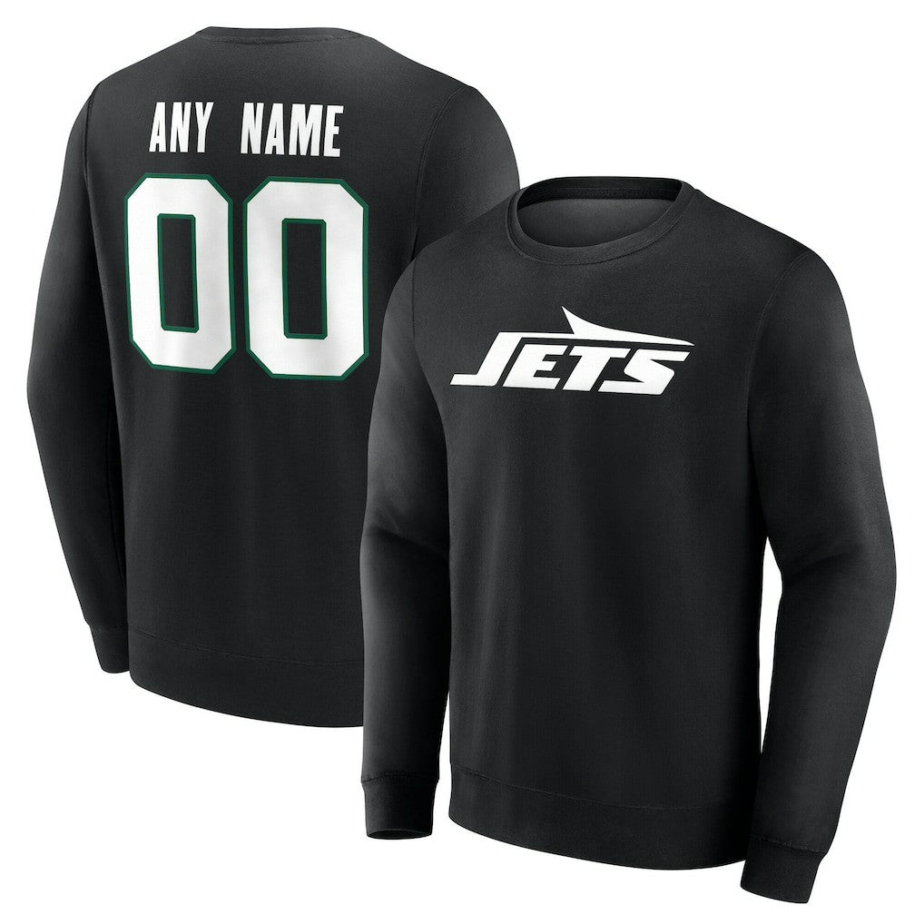 New York Jets Team Authentic Personalized Name & Number Sweatshirt Black | NFL