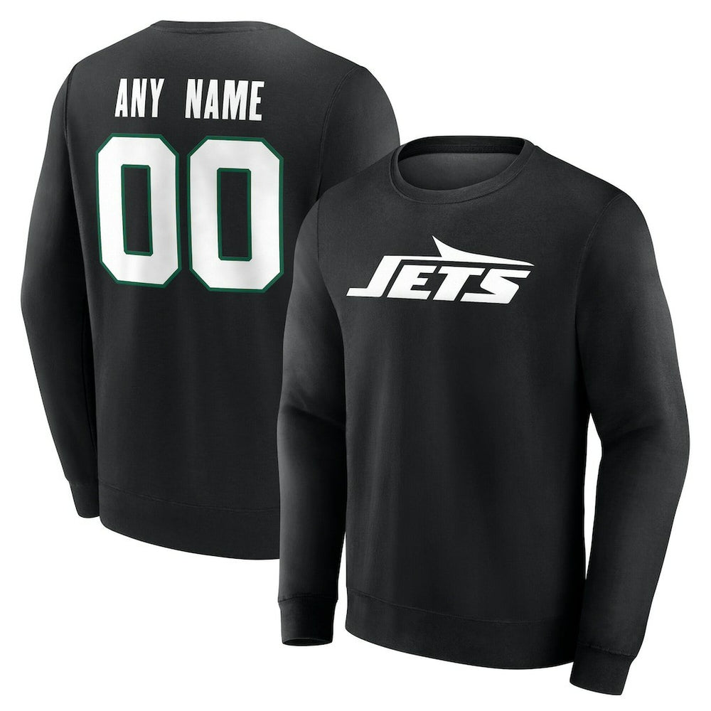 New York Jets Team Authentic Personalized Name & Number Sweatshirt Black | NFL
