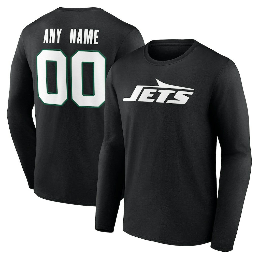 New York Jets Team Authentic Personalized Name & Number Long Sleeve T-Shirt Black | NFL