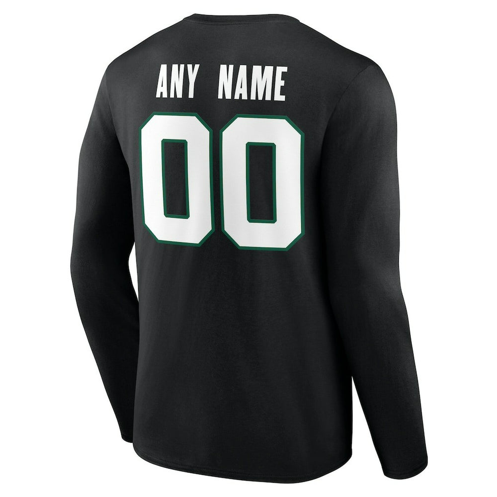 New York Jets Team Authentic Personalized Name & Number Long Sleeve T-Shirt Black | NFL