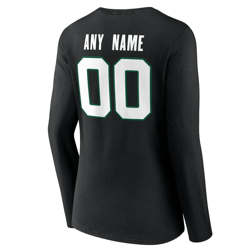 New York Jets Women's Team Authentic Personalized Name & Number Long Sleeve V-Neck T-Shirt Black | NFL